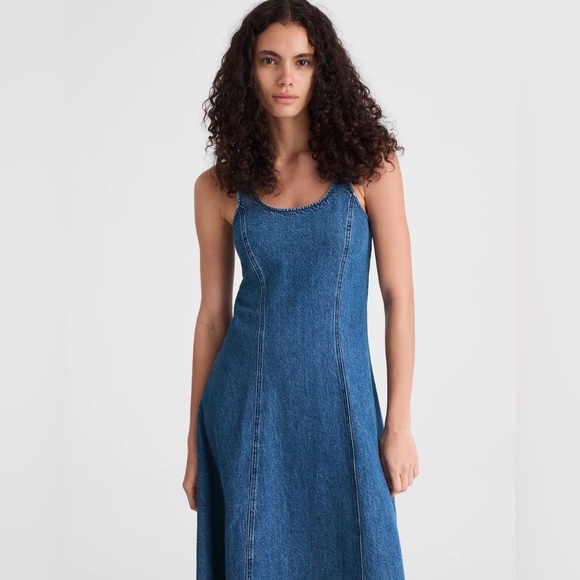 Madewell Denim Scoop Neck Midi Sleeveless Dress XS - Picture 5 of 7